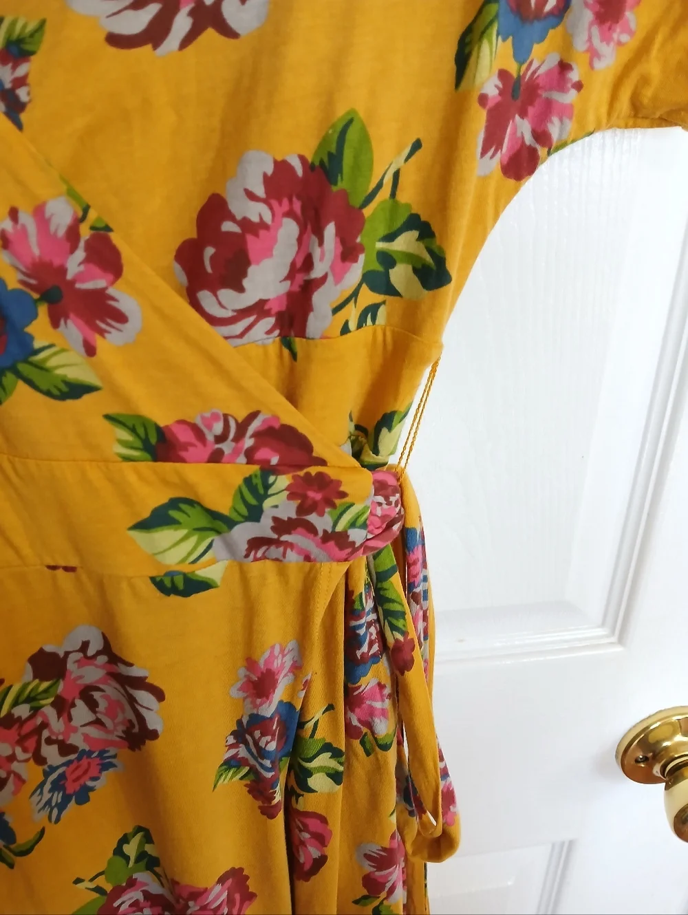 Matilda Jane Alana Mustard Floral Cotton Wrap Maxi Dress Boho Cottage Fairy - Picture 5 of 6